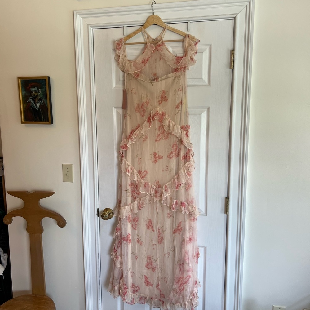 Anthropologie Therese BHLDN Pink Floral Maxi Dress